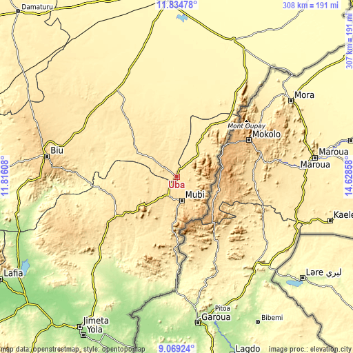 Topographic map of Uba