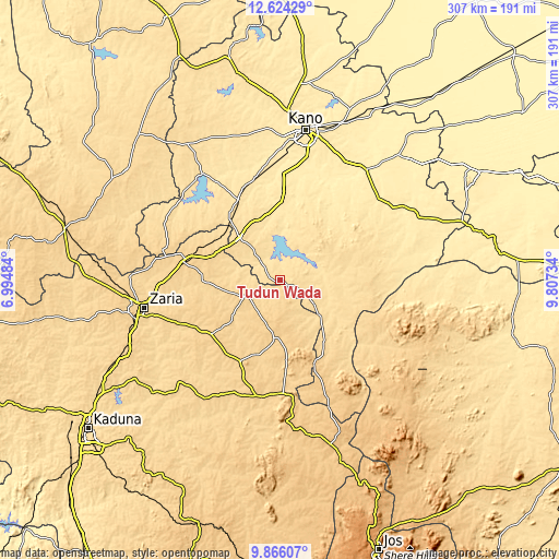 Topographic map of Tudun Wada