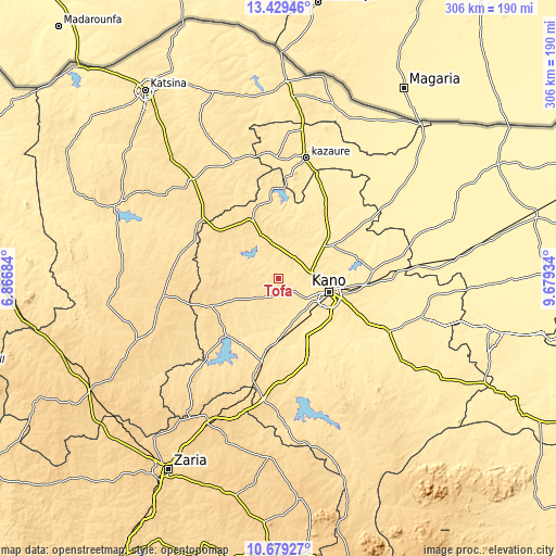 Topographic map of Tofa