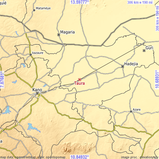 Topographic map of Taura