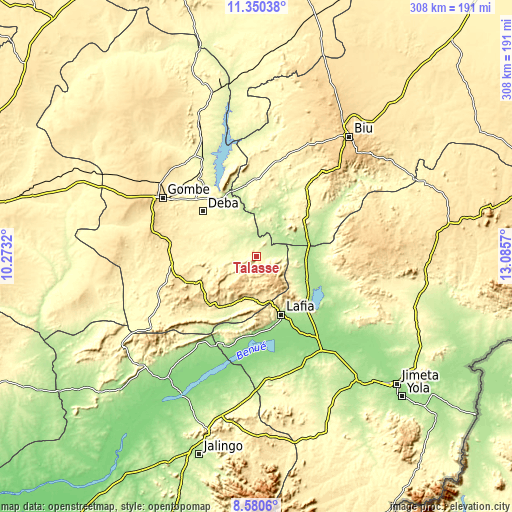 Topographic map of Talasse