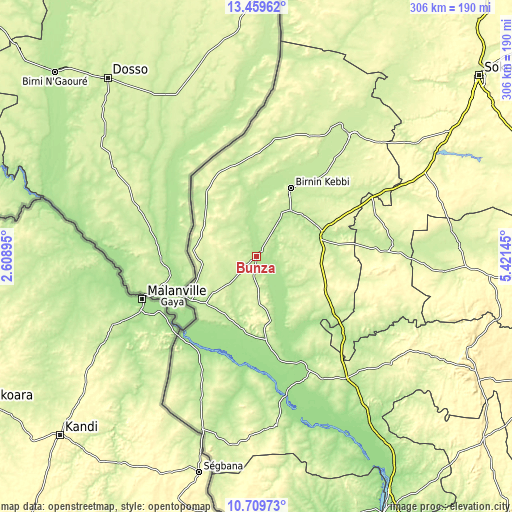 Topographic map of Bunza