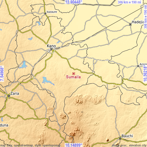 Topographic map of Sumaila