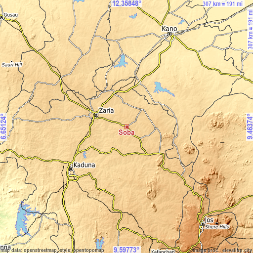 Topographic map of Soba