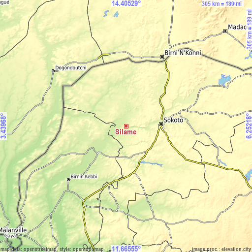 Topographic map of Silame