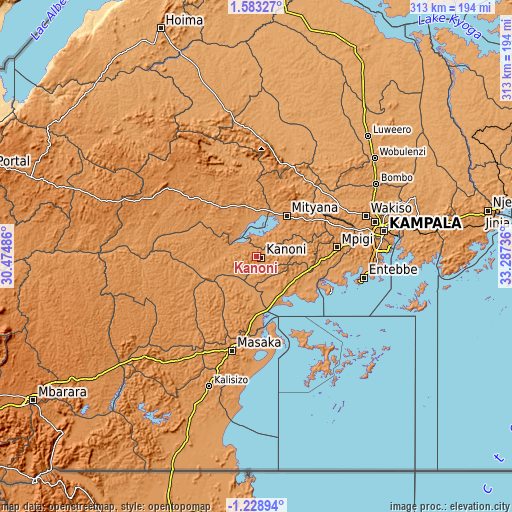 Topographic map of Kanoni