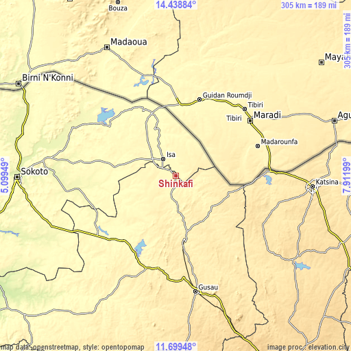 Topographic map of Shinkafi