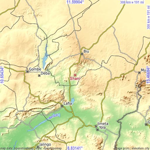 Topographic map of Shani
