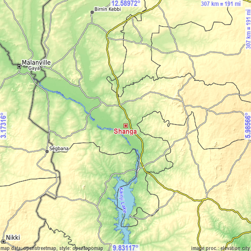 Topographic map of Shanga