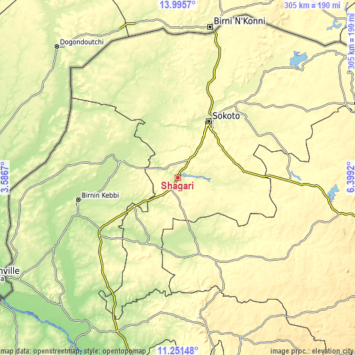 Topographic map of Shagari