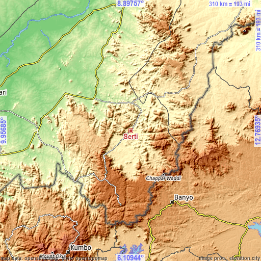 Topographic map of Serti