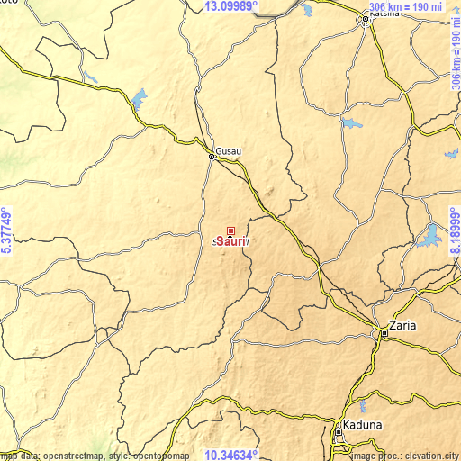 Topographic map of Sauri