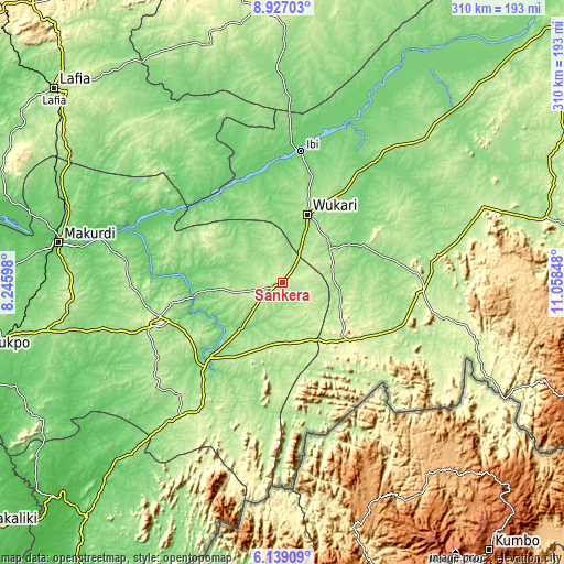 Topographic map of Sankera