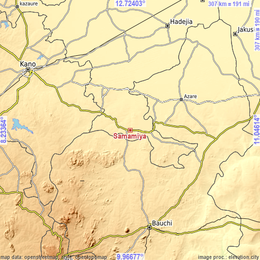 Topographic map of Samamiya