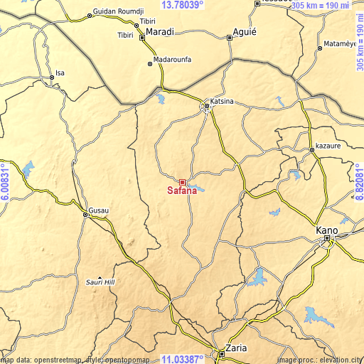 Topographic map of Safana