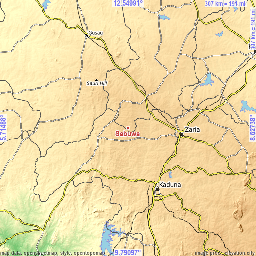 Topographic map of Sabuwa