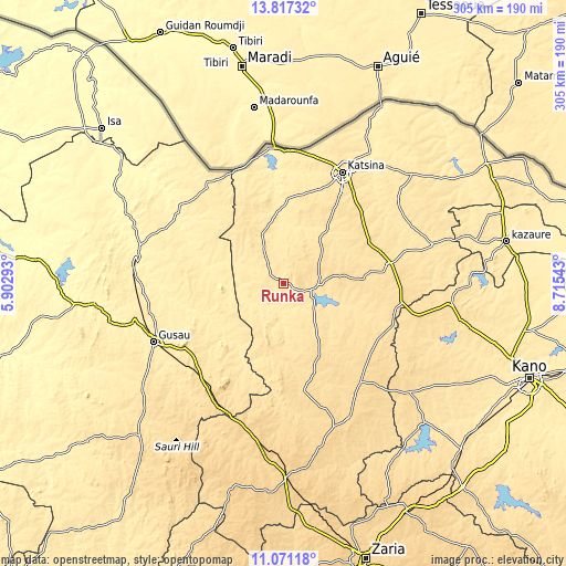 Topographic map of Runka