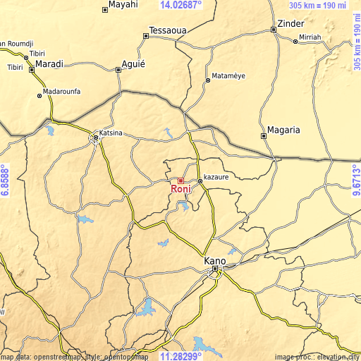 Topographic map of Roni