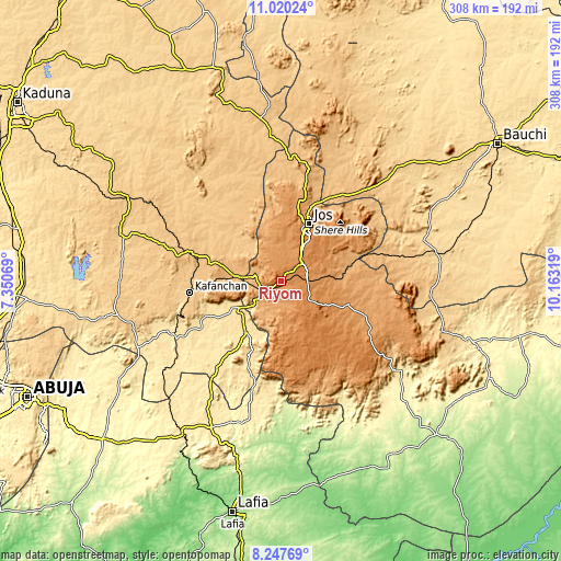 Topographic map of Riyom