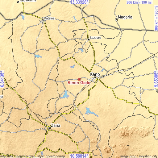 Topographic map of Rimin Gado