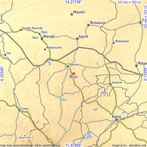 Topographic map of Rimi