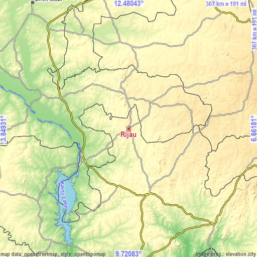 Topographic map of Rijau