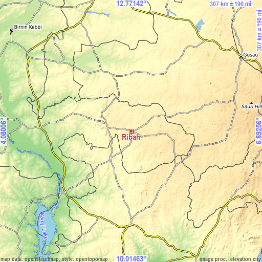 Topographic map of Ribah