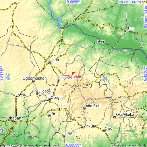 Topographic map of Owu-Isin