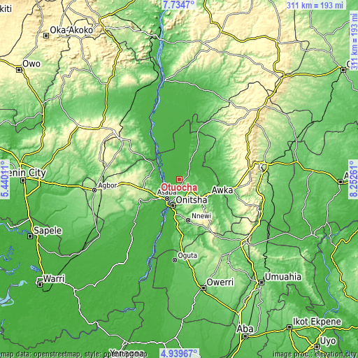 Topographic map of Otuocha