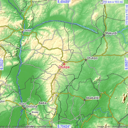 Topographic map of Otukpa