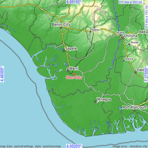 Topographic map of Otor-Udu