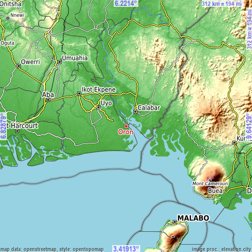 Topographic map of Oron