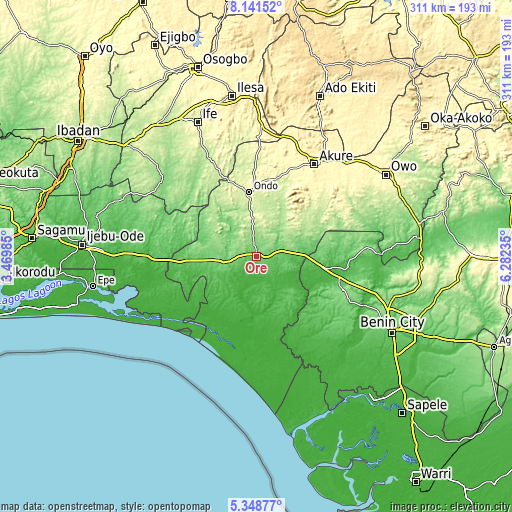 Topographic map of Ore