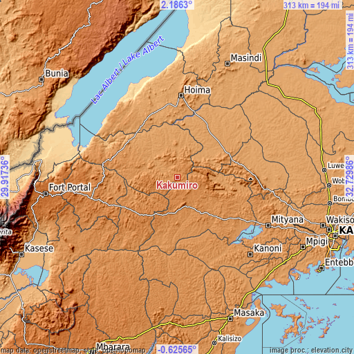 Topographic map of Kakumiro