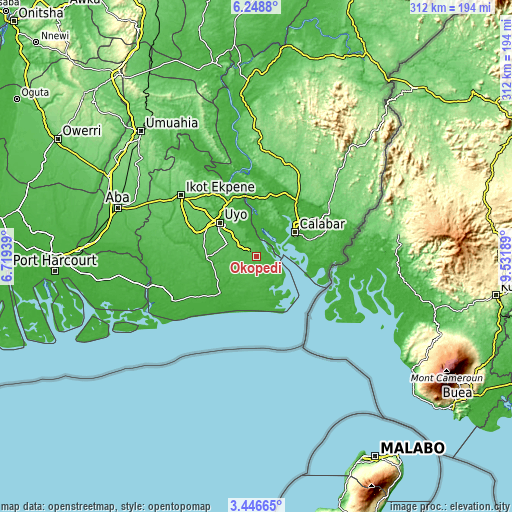 Topographic map of Okopedi