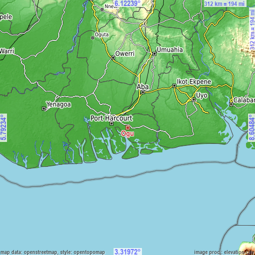 Topographic map of Ogu