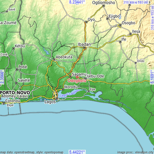 Topographic map of Odogbolu