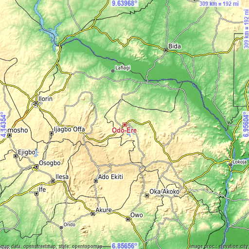 Topographic map of Odo-Ere