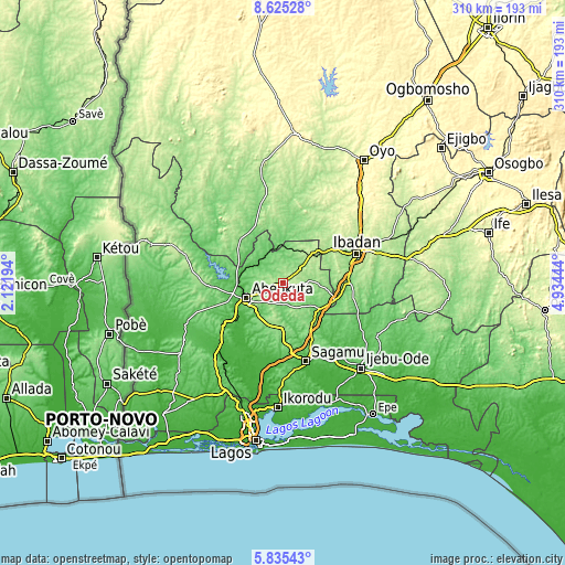 Topographic map of Odeda