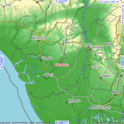 Topographic map of Obiaruku
