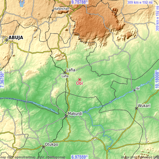 Topographic map of Obi