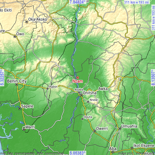Topographic map of Nzam