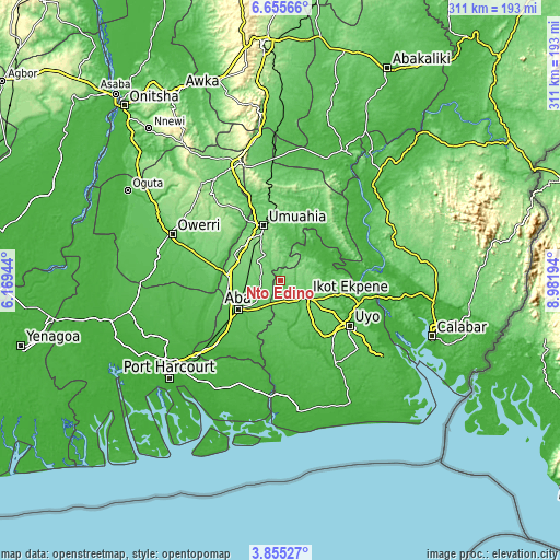 Topographic map of Nto Edino