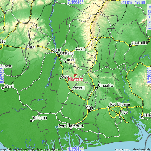 Topographic map of Nkwerre