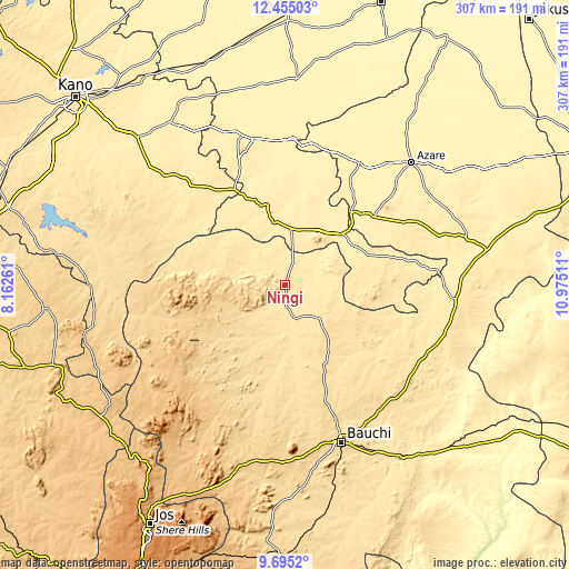 Topographic map of Ningi