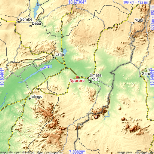 Topographic map of Ngurore