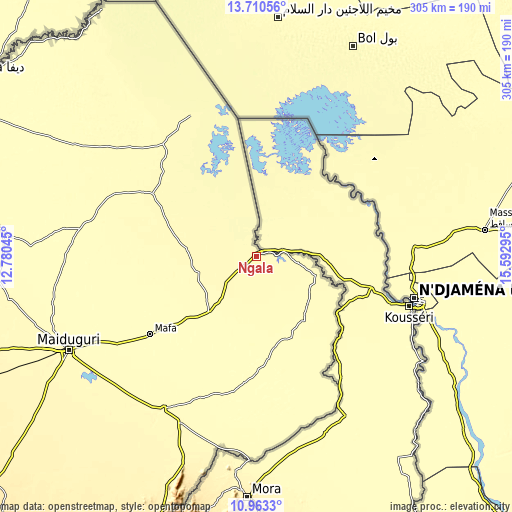 Topographic map of Ngala