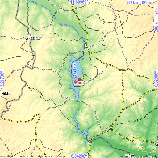 Topographic map of Wara