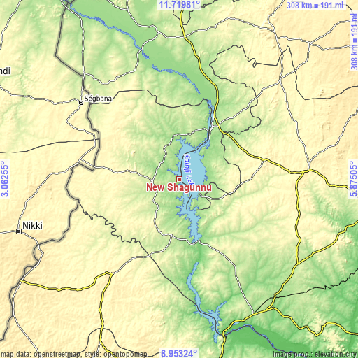 Topographic map of New Shagunnu