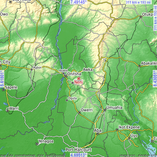 Topographic map of Neni